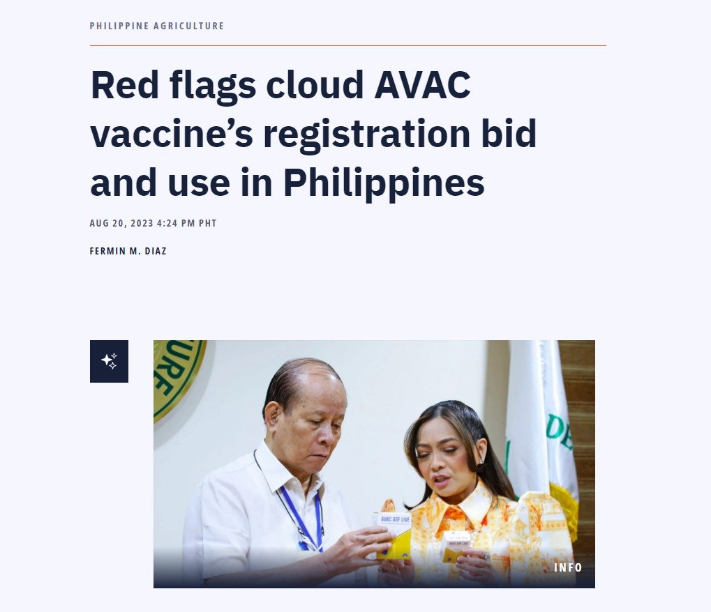 AVAC bác thông tin báo Philippines đăng về vacxin dịch tả lợn Châu Phi Việt Nam